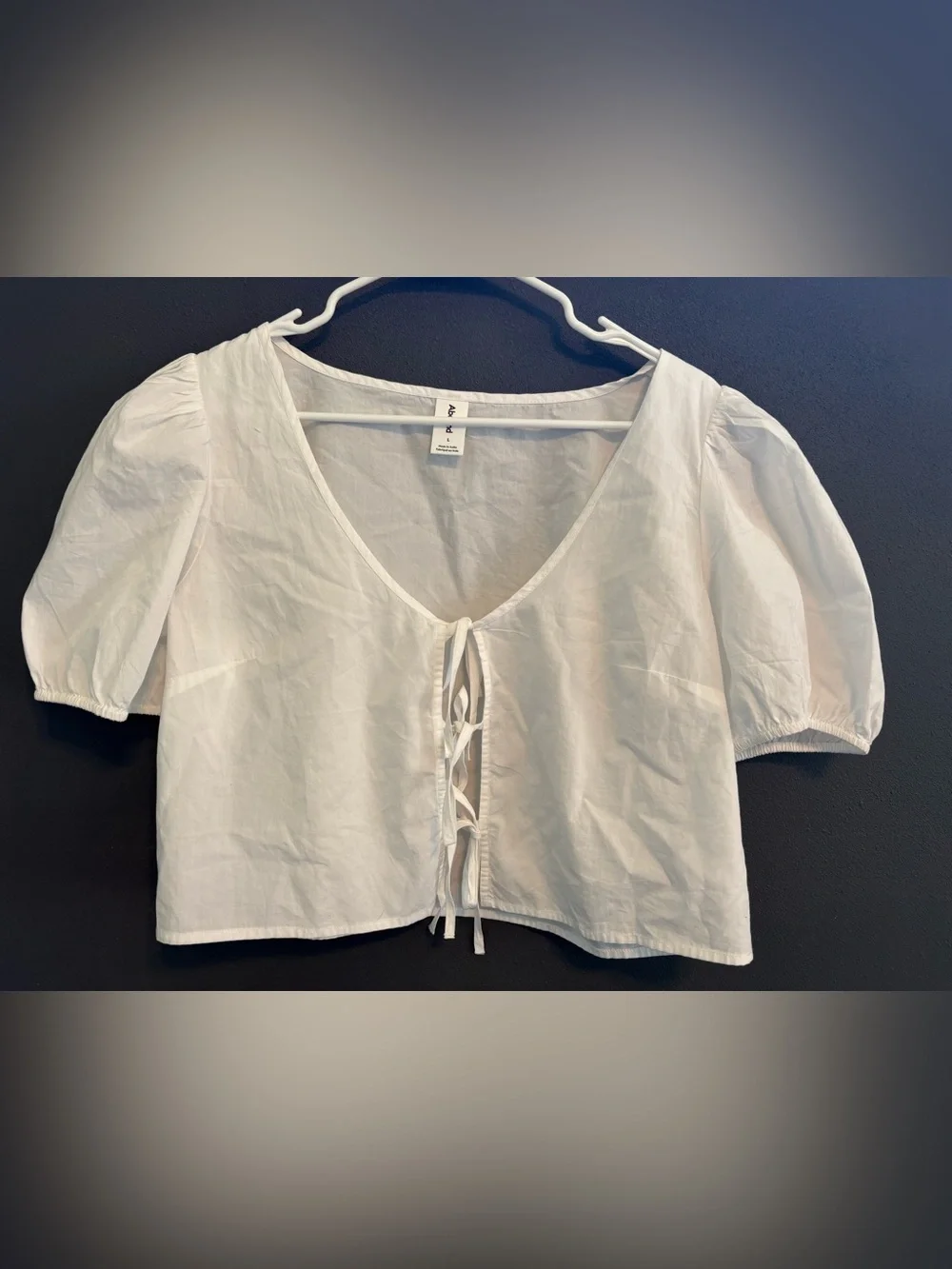 Abound Tie Front Cotton Poplin Crop Top White Large NWT - Picture 2 of 9